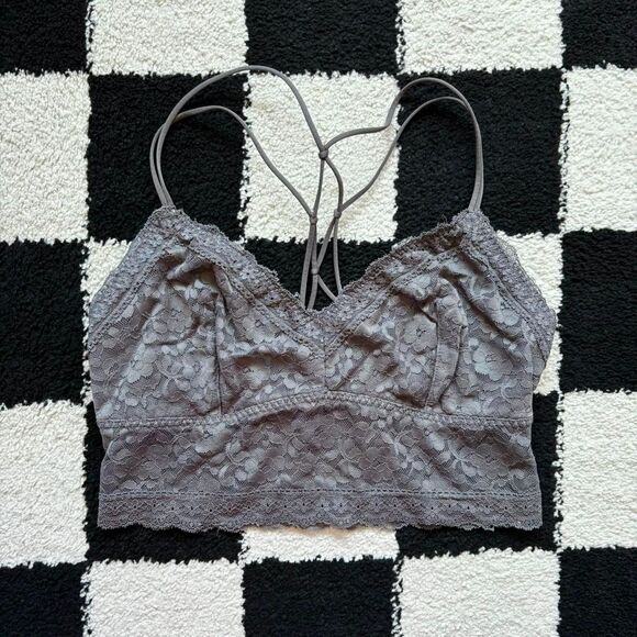 Gilly Hicks Grey Lace Longline Bralette M - Picture 1 of 4